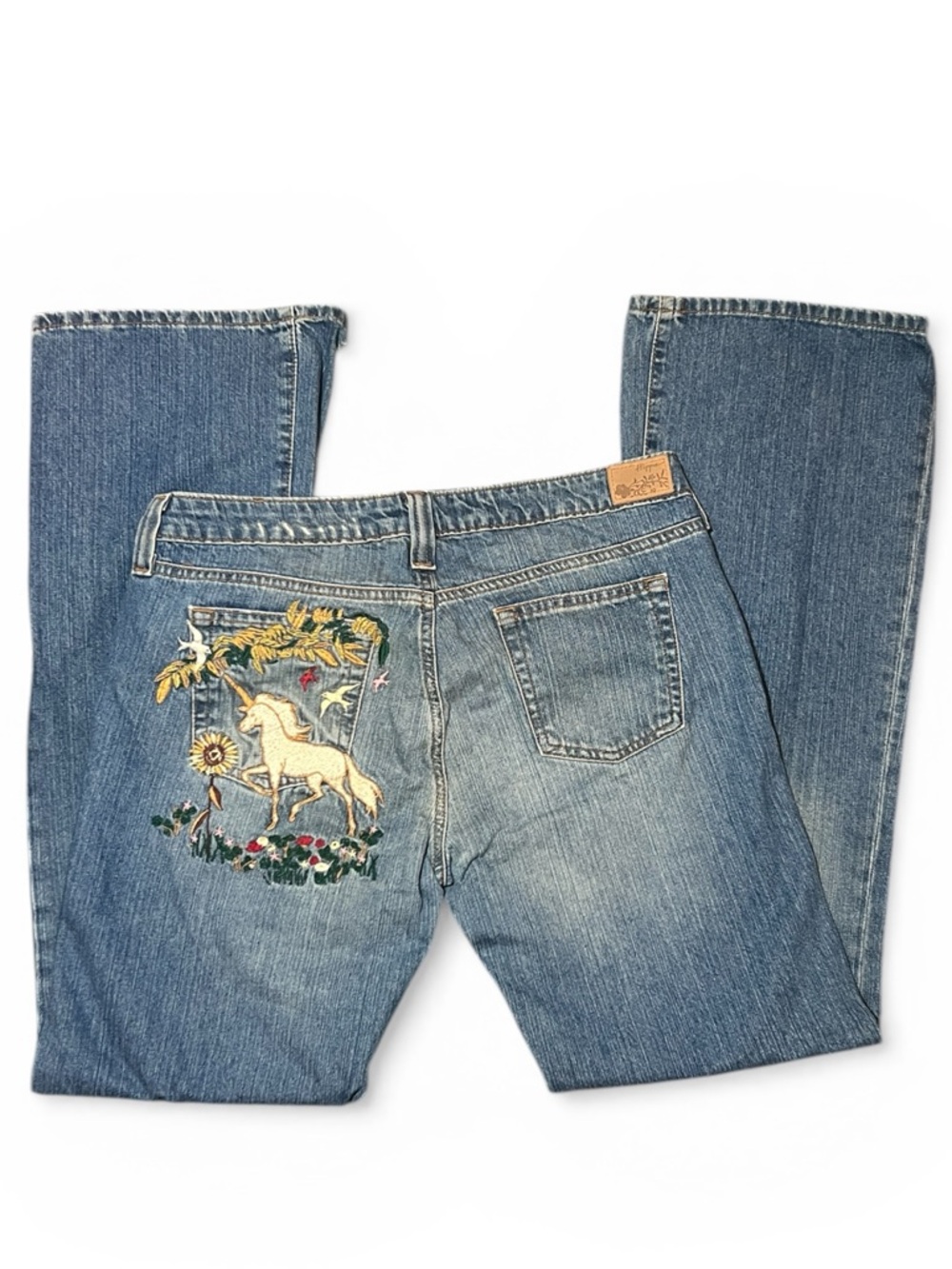 Y2K Hippie Unicorn Embroidered Rare Grunge Jeans - Picture 5 of 10